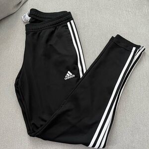 Adidas Black and White Joggers with Signature Stripes
